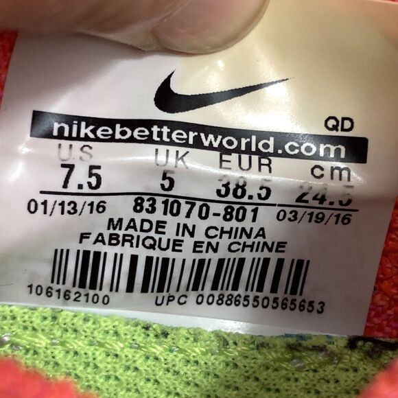 Nike Free RN Flyknit -Women's Sz 7.5 -Orange Knit -Low Running Shoes- 831070-801 - Picture 10 of 10